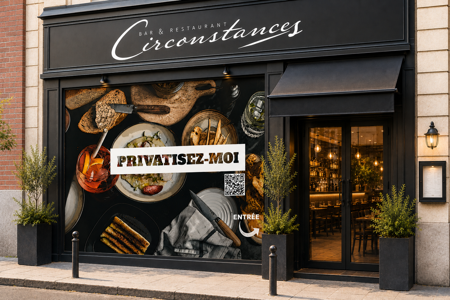 Signalétique de façade  | Supports communication Restaurant Circonstances